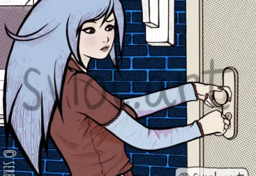 woman opening a door thoughtfully